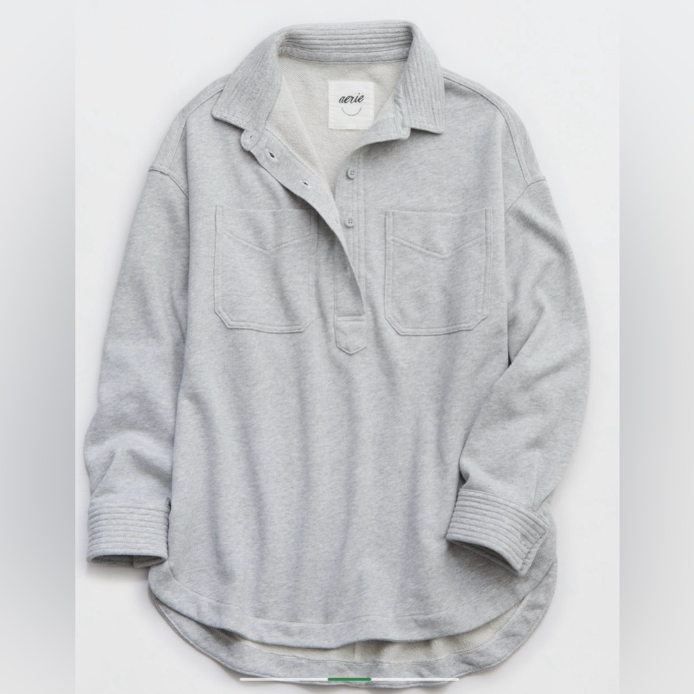 Aerie Women’s Polo Sweatshirt Medium Heather gray color size S